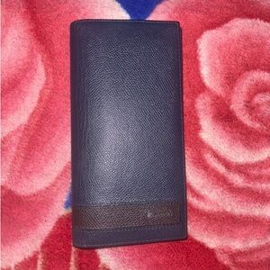 Men's Blue and Brown Leather Wallet